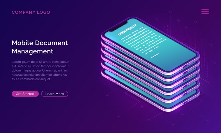 Free Vector mobile document manager business 