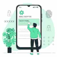 無料ベクター モバイル暗号化の概念図