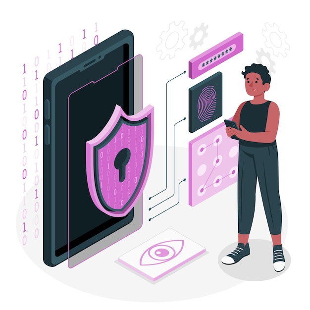 Free vector mobile encryption concept illustration