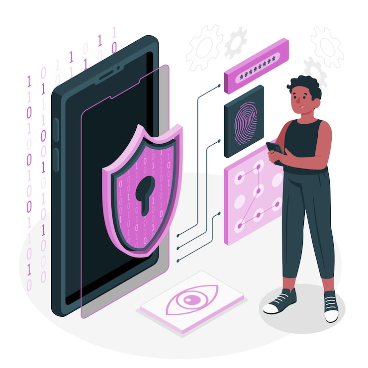 Free Vector mobile encryption concept illustration