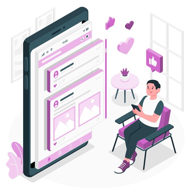 Free vector mobile feed concept illustration