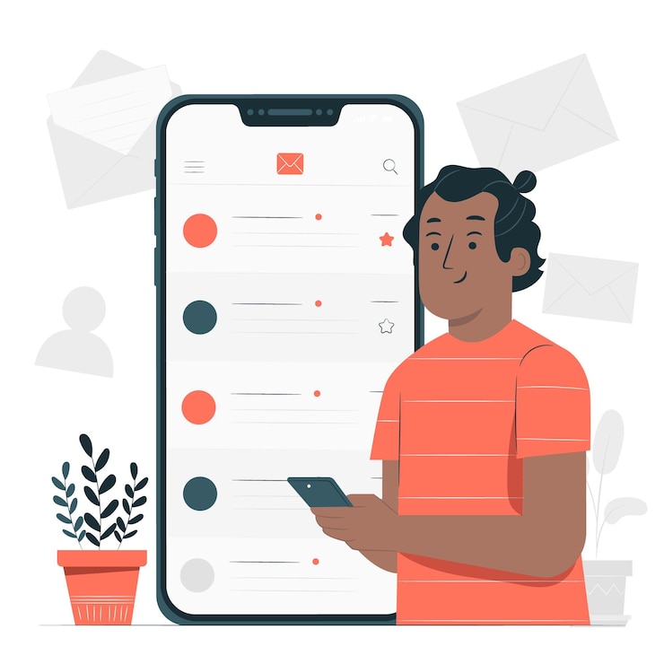 Free Vector mobile inbox concept illustration