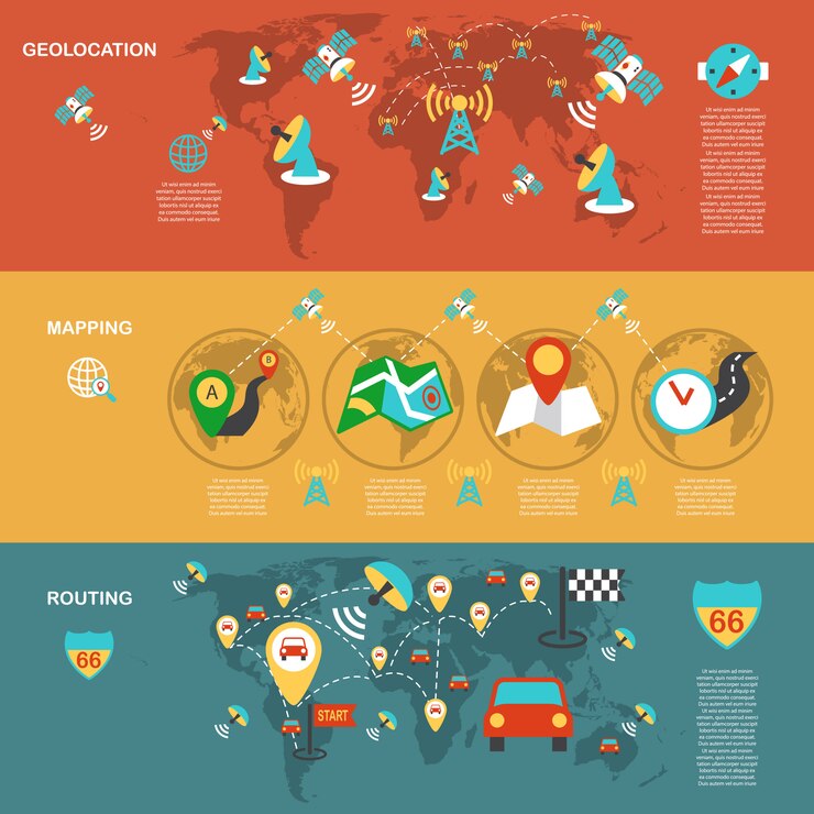 Free Vector mobile navigation flat banners set