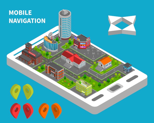 Free vector mobile navigation isometric concept