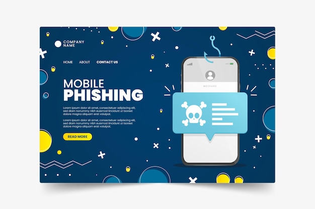 Vettore gratuito modello di landing page per phishing mobile