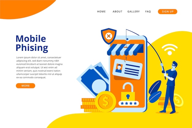 Mobile phishing landing page template