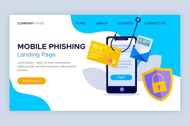 Free vector mobile phishing landing page template