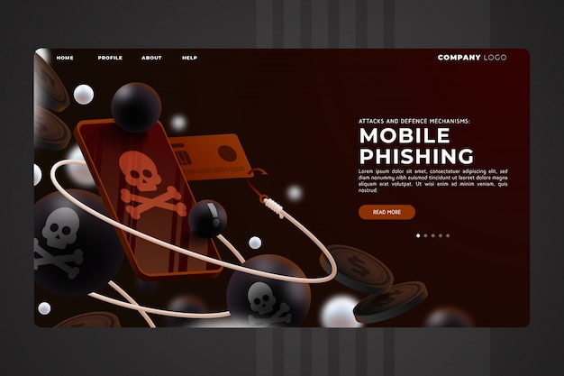 Free vector mobile phishing landing page template