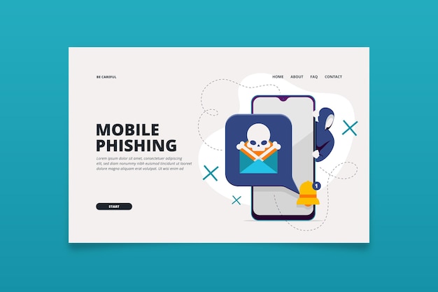 Vettore gratuito pagina di destinazione del phishing mobile