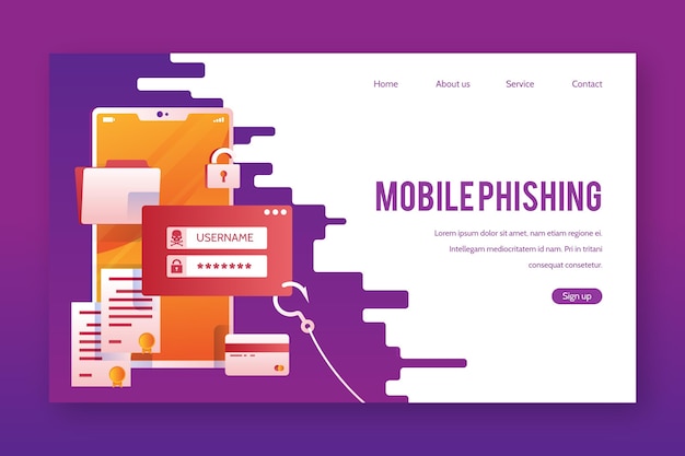 Free vector mobile phishing landing page