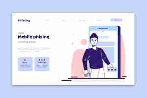 無料ベクター モバイルフィッシングのランディングページ
