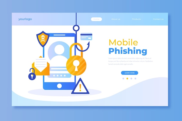 Vettore gratuito pagina di destinazione del phishing mobile