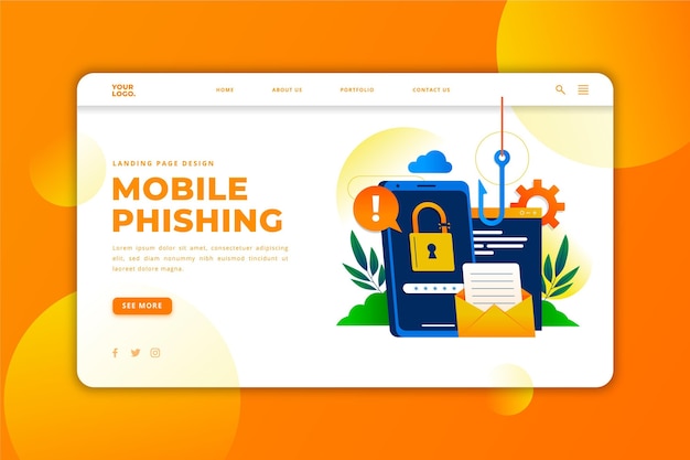 Free vector mobile phishing landing page