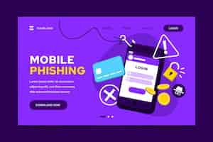 Free vector mobile phishing landing page