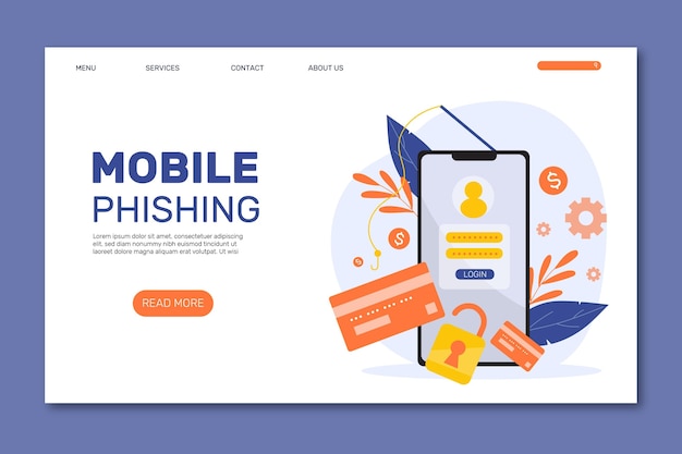 Free vector mobile phishing landing page