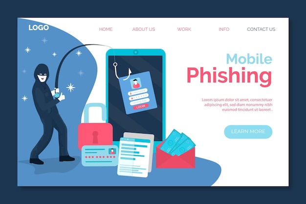 Free vector mobile phishing and thief stealing landing page