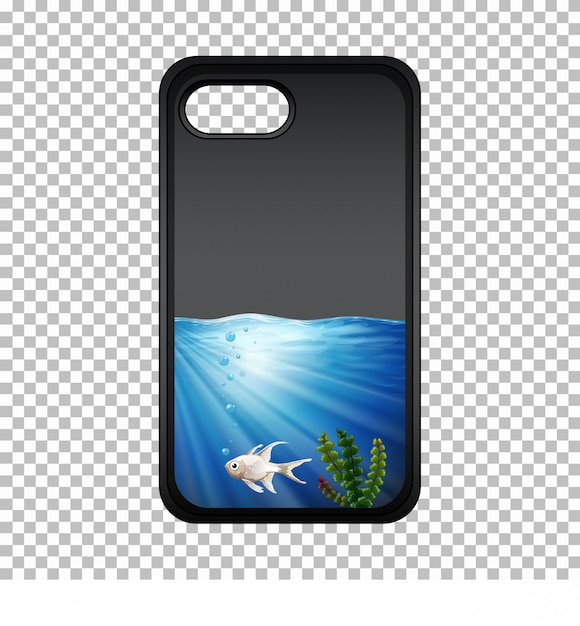 Mobile phone case with fish underwater