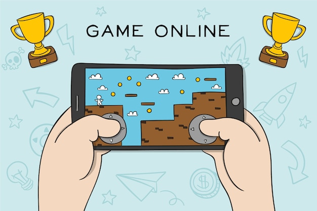 Free Vector  Mobile phone platform video game concept