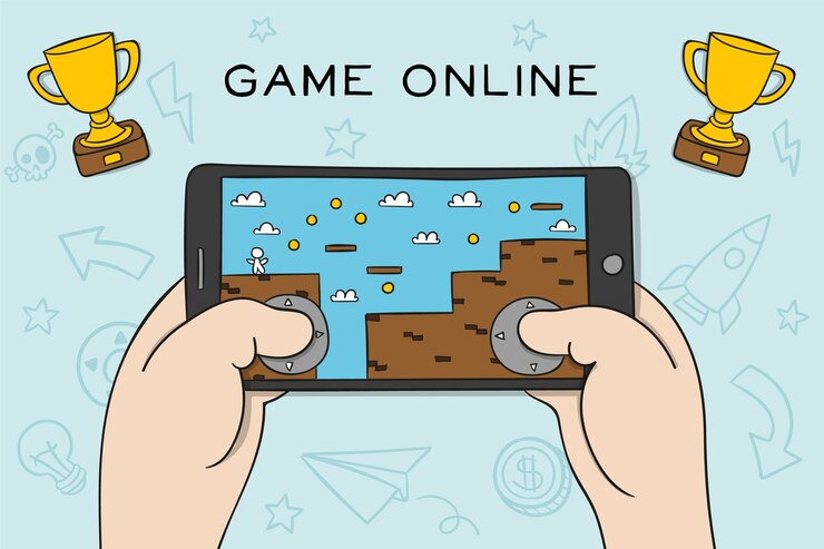 Free Vector mobile phone platform video game concept