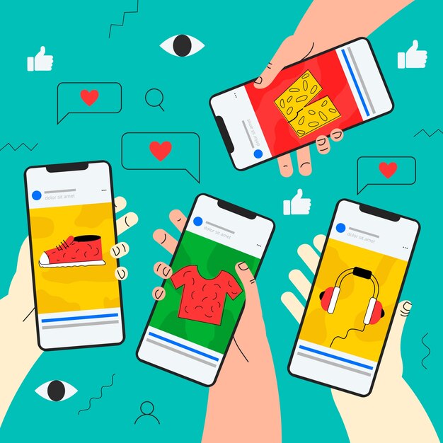 mobile phone social media marketing concept