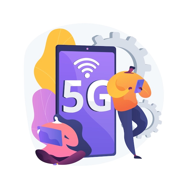 Бесплатное векторное изображение Мобильные телефоны 5g сети абстрактная концепция иллюстрации