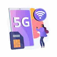 무료 벡터 휴대 전화 5g 네트워크 추상 개념 그림