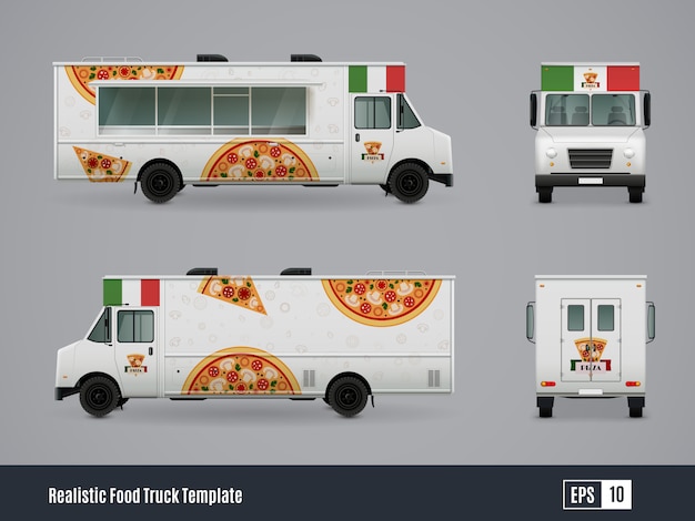 Free vector mobile pizzeria truck