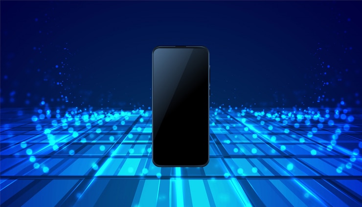 Free Vector mobile smartphone technology digital blue background