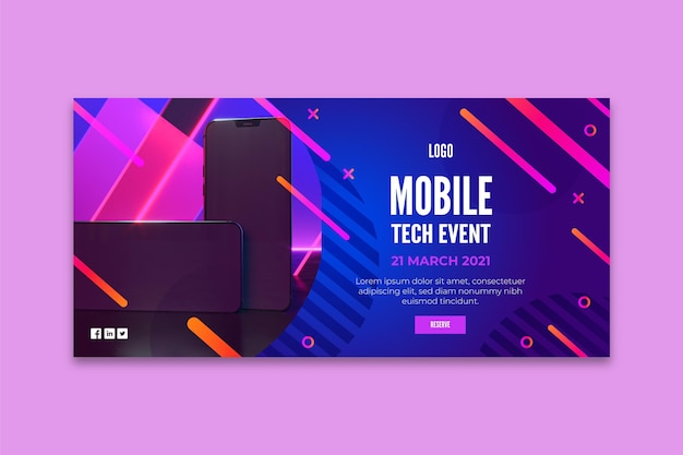 Vettore gratuito modello di banner tecnologia mobile