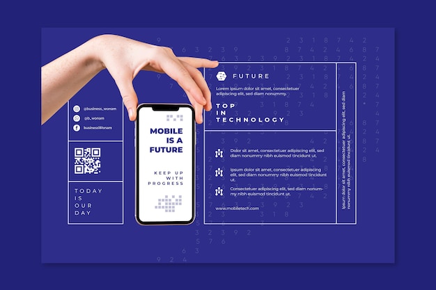 Vettore gratuito modello di banner tecnologia mobile