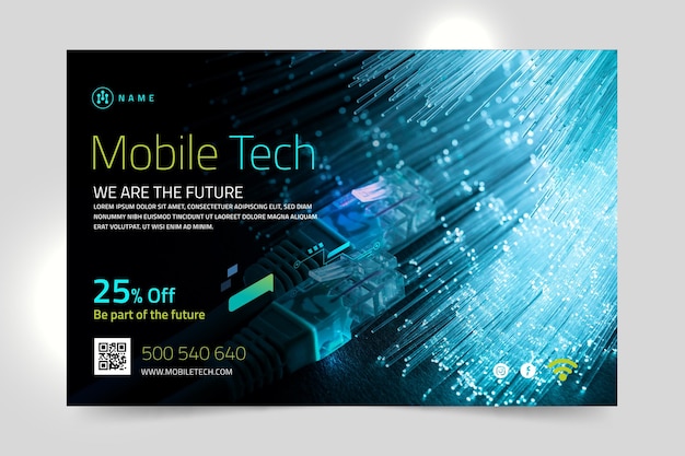 Mobile tech horizontal banner template