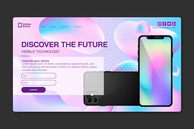 Free vector mobile tech landing page