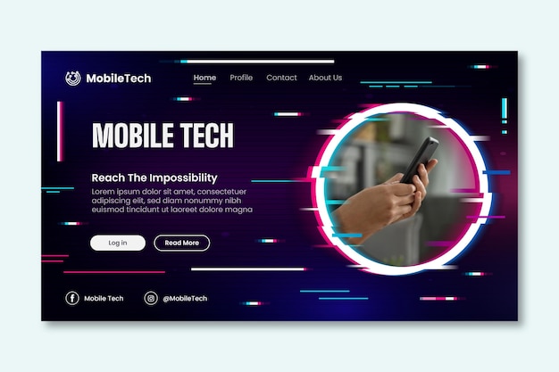 Free vector mobile tech landing  page