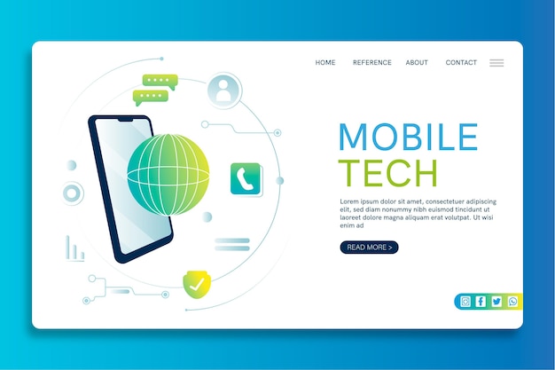 Free vector mobile tech seo landing page template