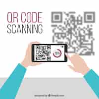 Free vector mobile technology background and qr code