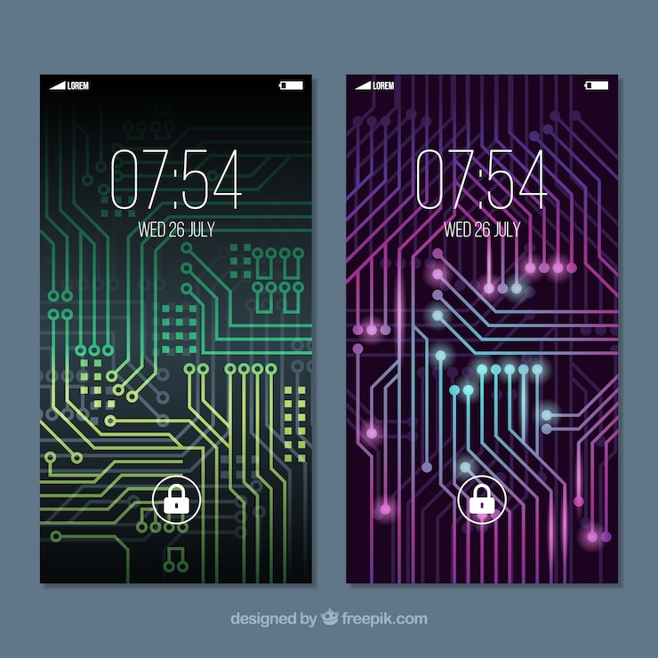 Free Vector mobile wallpapers with luminous circuit