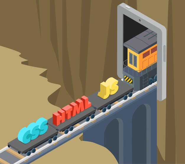 mobile web site application development css html js flat isometric