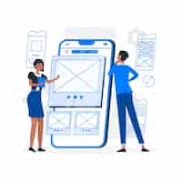 Free vector mobile wireframe concept illustration