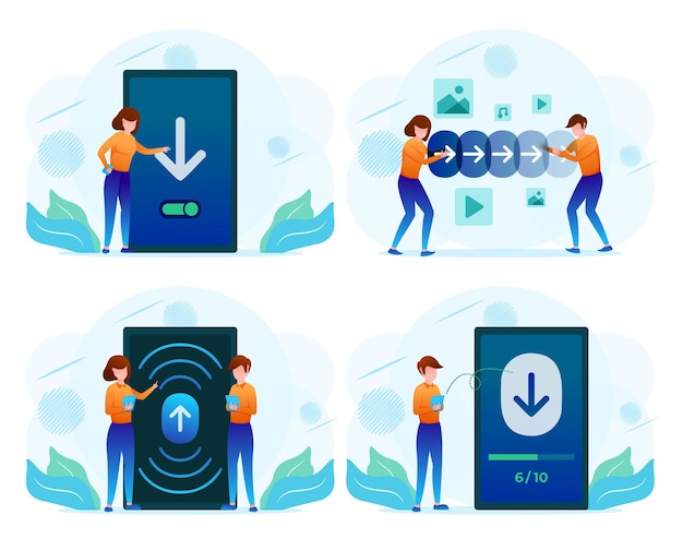 Mobilephone devices computer and network connections upload and download file and document