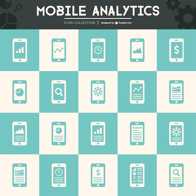 Moblile analytics flat icons 