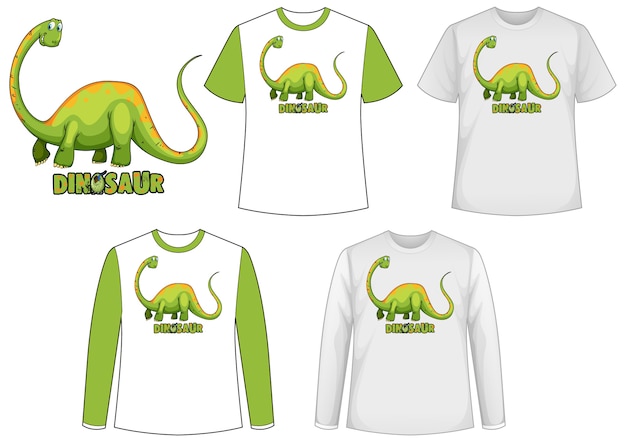 Vettore gratuito mock up shirt con personaggio dei cartoni animati di dinosauro