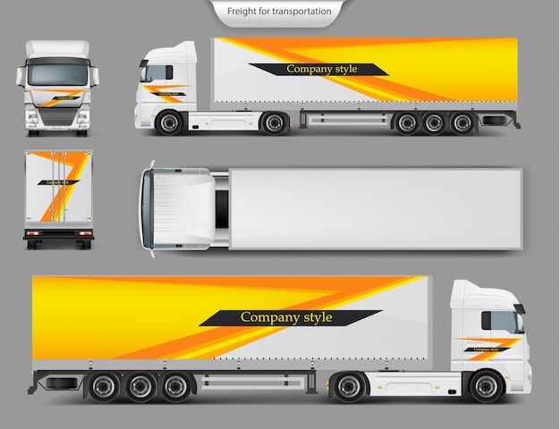 Vettore gratuito mock up, modello di design del marchio per camion