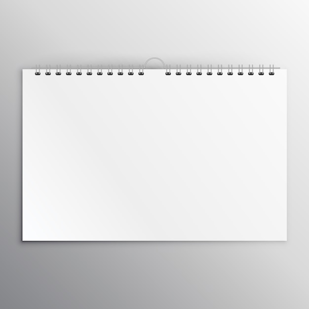 Vettore gratuito calendario orizzontale o notebook modello di progettazione vuoto mockup