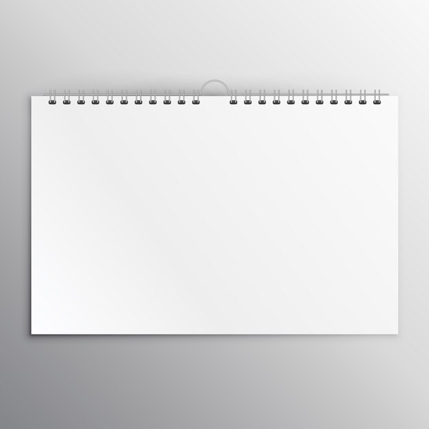 水平カレンダーやノート空白のモックアップデザインテンプレート