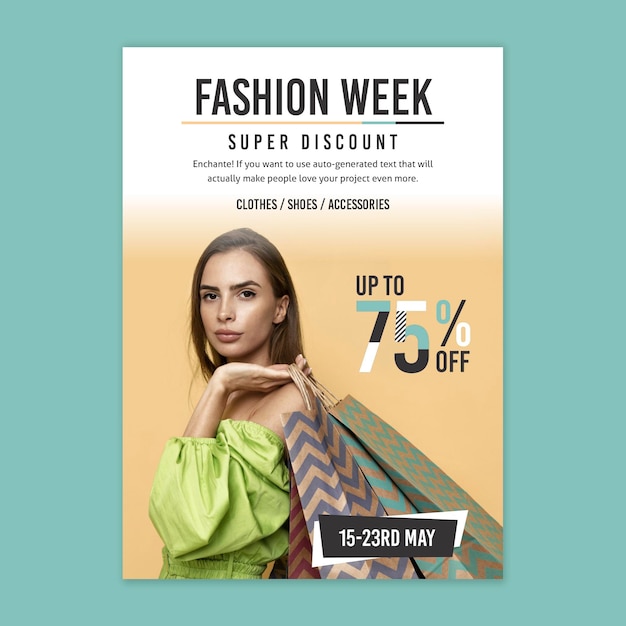 Modello di poster dello shopping online con foto