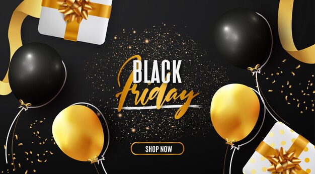 Moden Black Friday Sale banner with Realistic Elements