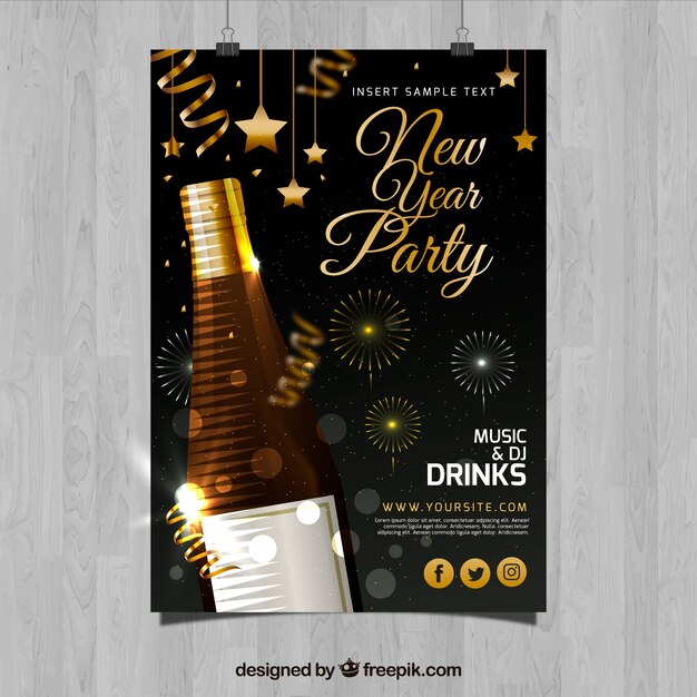 Free vector moder new year party flyer template