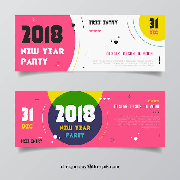 Modern 2018 new year banners