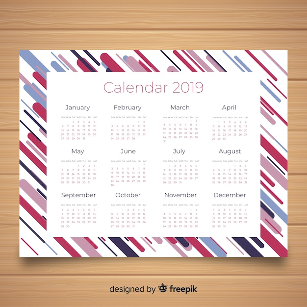 Free vector modern 2019 calendar concept