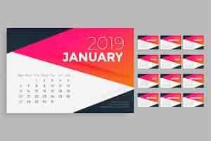 Free vector modern 2019 calendar design template